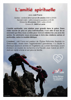 Séminaire  - L'amitié spirituelle du 24 au 26 octobre 2025